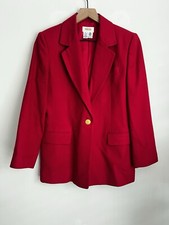 VTG 80s TALBOTS 100 Wool One Button Structured Blazer Jacket in Red 8P