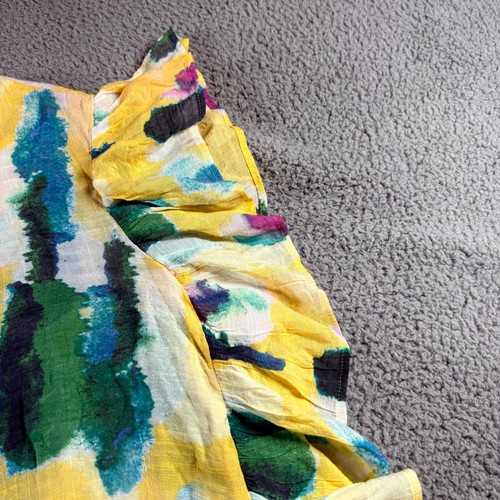 Zac & Rachel Multicolor Womens 1X Plus Abstract Ruffles Whimsical Boho Artsy Top - Picture 2 of 9