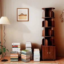 Rotating Bookshelf, 360 Display Corner Bookshelf 5 Tier Bookcase Storage Rack