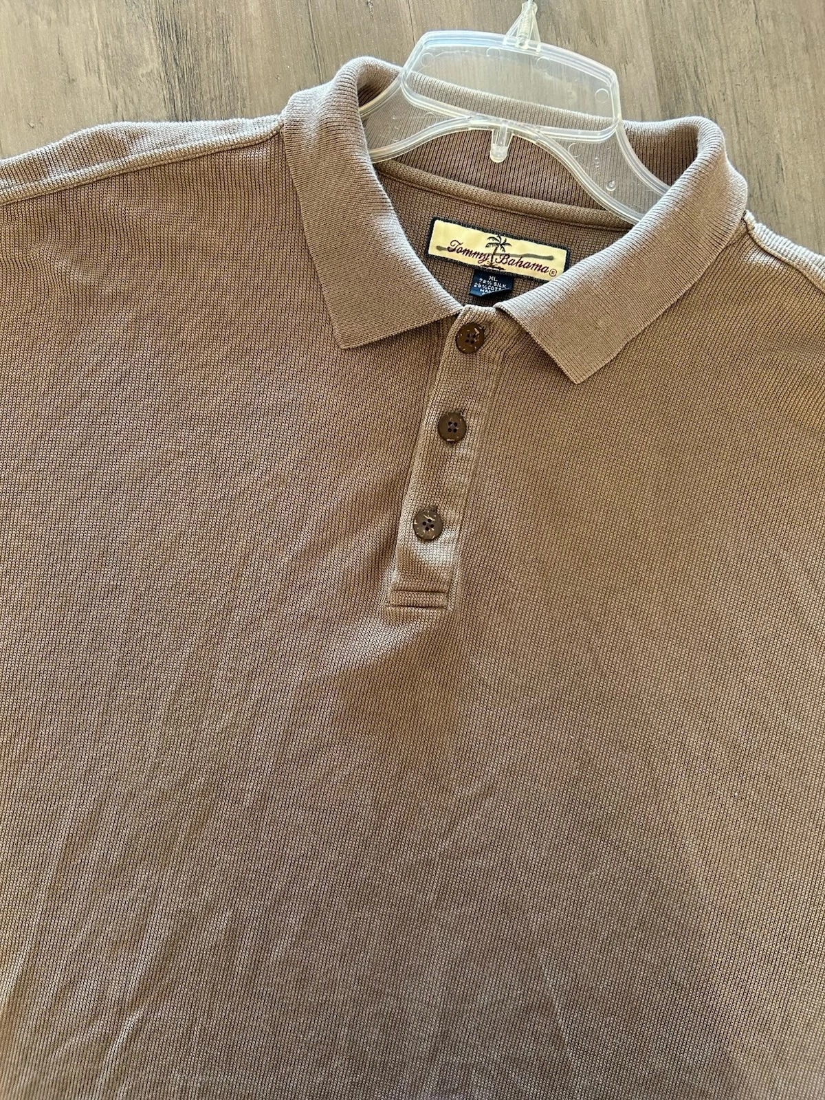 TOMMY BAHAMA RN Brown/Marlin Fish Silk Blend Polo Shirt - Men Size: XL