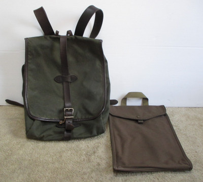 Filson 11070017 Ottergreen Tin Cloth Waxed Cotton Canvas/Leather Strap Backpack