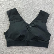 Tommie Copper Sports Bra Womens Large Black Zip Front Copper Znergy Support