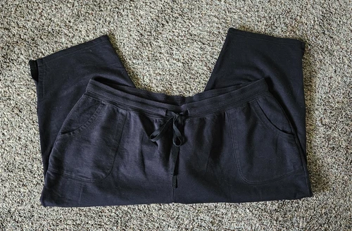 Avenue Pull On / Draw String Pants Womens 22/24 Black  Cropped Activewear