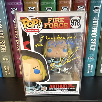 Funko Pop Fire Force Arthur Signed & quoted With Excalibur Sig Too (JSA CJ21160)