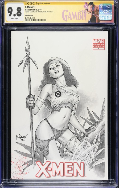 🟢🟣X-Men #1 CGC 9.8 Mico Suyan Full Original Art Rogue Sketch On Blank With SL