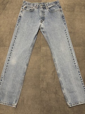 Levi's 505 Mens Jeans 36x30 Regular Fit Straight Leg Distressed Light Wash Y2K
