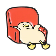 Cartoon Tired Duck Enamel Pin Cute Duck Slouching on Red Couch Brooch Bag Lapel