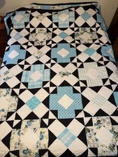 VTG Handmade Patchwork Quilt Nature Floral Butterfly Lightweight Blanket LARGE