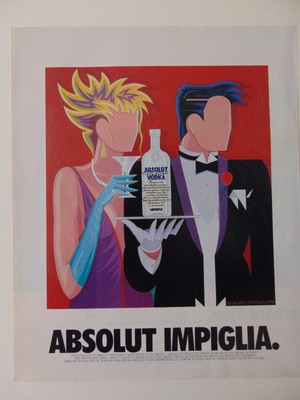 1994 ABSOLUT VODKA IMPIGLIA ART print ad