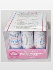 New Amscan Gender Reveal Baby Party Confetti Poppers 12 Pieces Girl Pink NWT