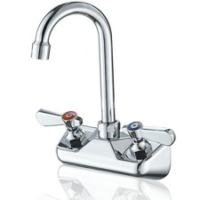Bathfinesse Kitchen Sink Faucet Wall Mount 4" Center Commercial Kitchen Sink ...