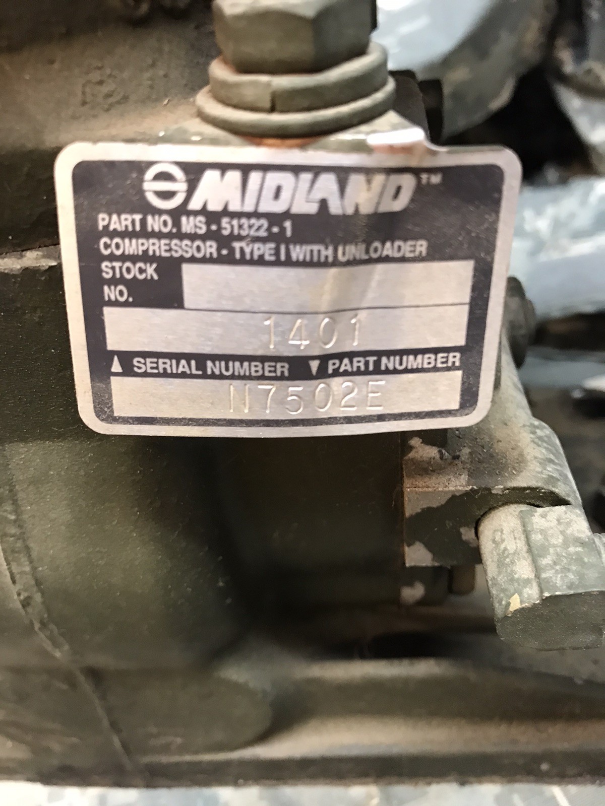 MILITARY M35 2.5 TON 5 TON M39 M44 M54 AIR COMPRESSOR 7-1/4 CFM LD465 LDS465