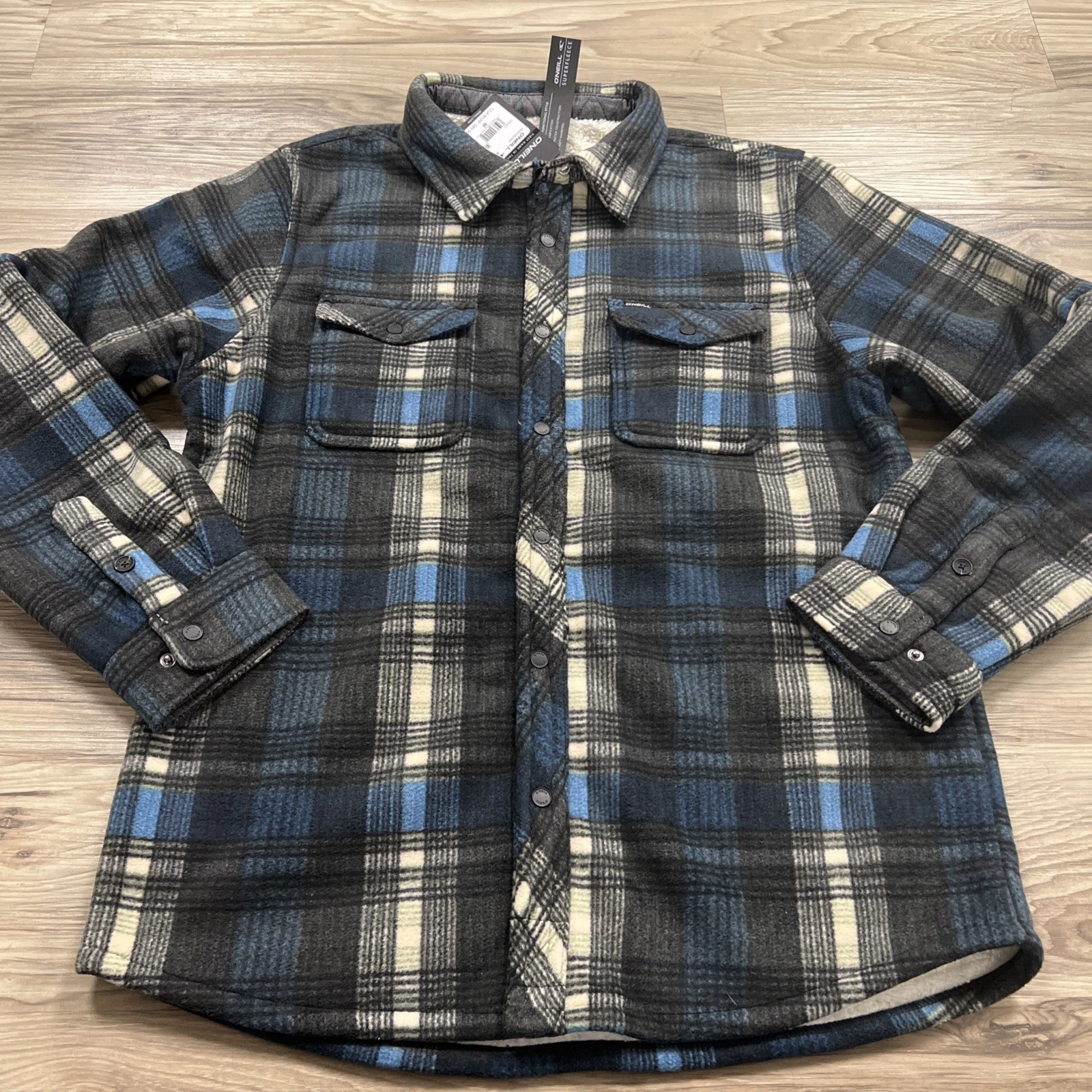 O'Neill Superfleece Sherpa Lined Flannel Shacket Jacket Plaid Mens Medium $90