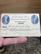 1888 Cleveland Akron & Columbus Railroad Pass Lantern Globe Carthage MT Vernon