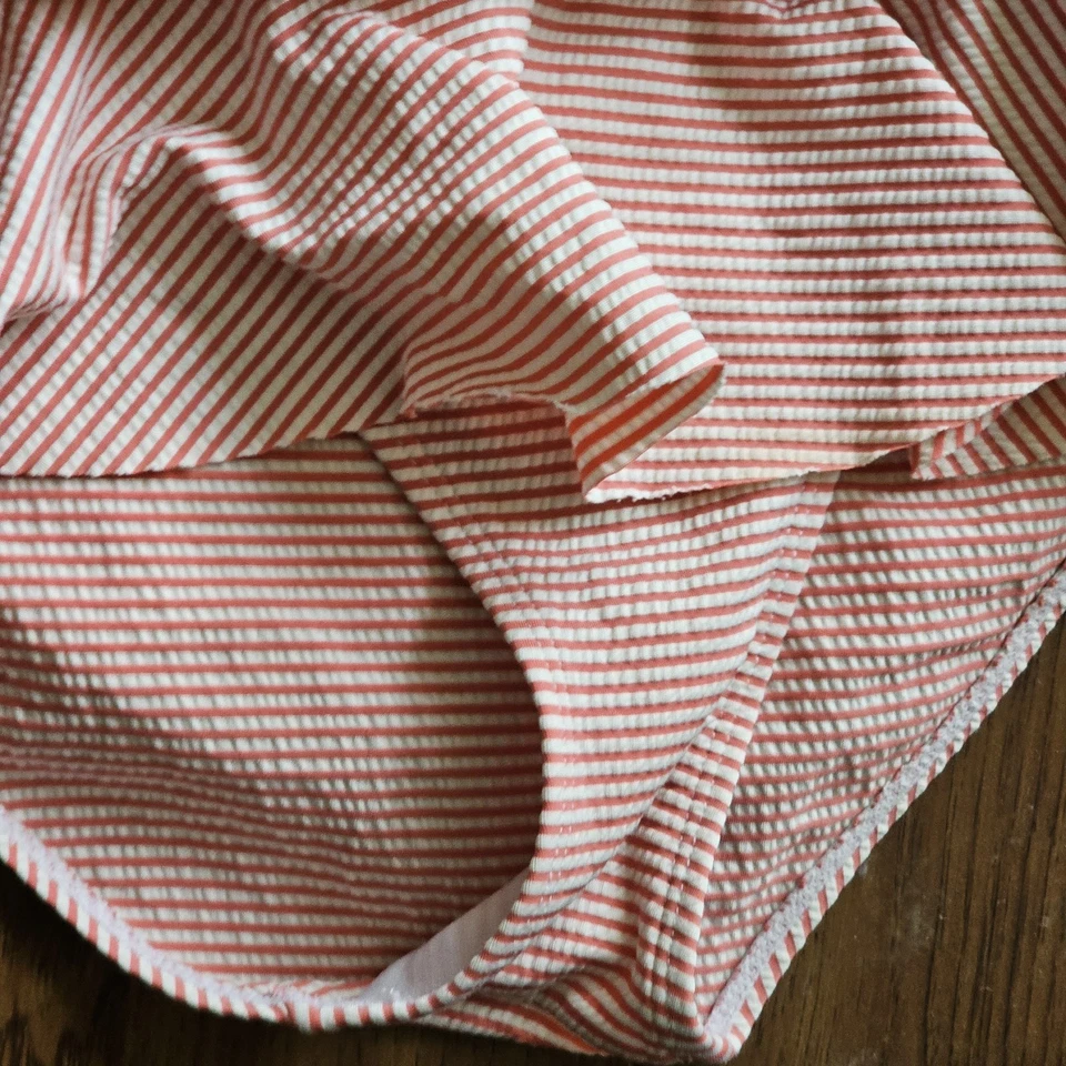 Traje de baño para mujer Lauren Ralph Lauren talla 10 Searsucker rojo coral blanco rayas Foto 4 de 4