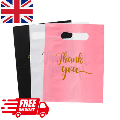 50 Stück PE-Einkaufstüten mit ''Danke''-Aufdruck für Geschenke, Schmuck & Verpackung