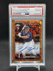 2024 Topps Chrome Sapphire Wyatt Langford RC Orange Auto #/25 PSA 10 Rangers