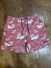 Vineyard Vines Men's Swim Trunks, Size Small, Red and White Boat print