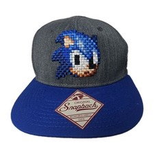Sonic the Hedgehog Snapback Hat Pixel 8-Bit SEGA BioWorld Flat Brim OSFA