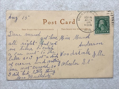 #ad N460 Vintage Postcard Lake Keesus Merton Wisconsin WI 1909 postmark $4.99