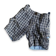 Gap Boys Shorts Size 18-24 Mo Navy Blue White Plaid Check Cargo Style Pull On