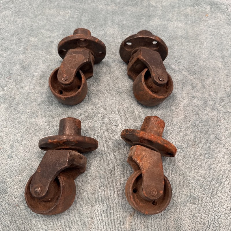 (4) Antique Piano Furniture Cast Iron Casters Original Used