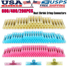 600/400PCS 22-10AWG Heat Shrink Butt Wire Splice Connectors Seal Crimp Terminals