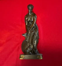 Antique French Bronze Statue Of Thetis By Emile Herbert Signed Dated Foundry