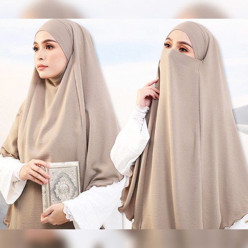 Premium Quality Soft Tie-Back Niqab Long Modest Hijab Jilbab French Khimar Abaya - 第 6/8 張圖片