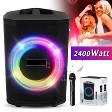 2400W Portable Bluetooth Speaker Powerful Sound Deep Bass 8'' Loud Subwoofer LED