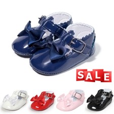 Baby Girls Princess Crib Shoes Mary Jane Bowknot First Shoes Size Newborn to 18M