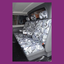 Rear Crew Cab Grey Camo Tailored Waterproof Seat Covers for Renault Trafic 2014+