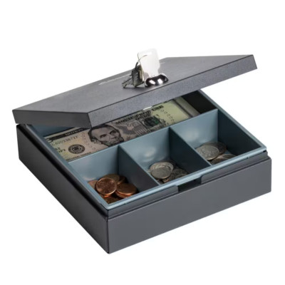 Money Safe Cash Box Durable Steel Privacy Key Lock Durable