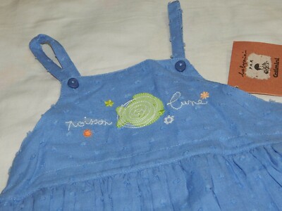 NWT Baby Mini PAR Catimini Girls 2T Bain De Soleil Voile Bleu Ocean Fish Dress R