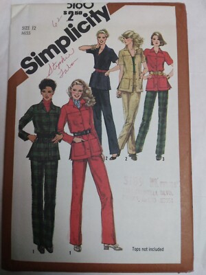 Shirt Jacket Pants Loose 12 Simplicity 5160 Sewing Pattern VTG UC Straight Leg