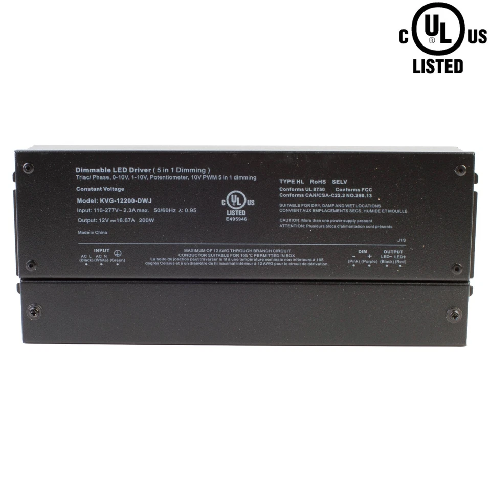 Dimmable LED driver 12v 200w Triac 0-10v UL listed Clearance new in box - Image 3 of 4