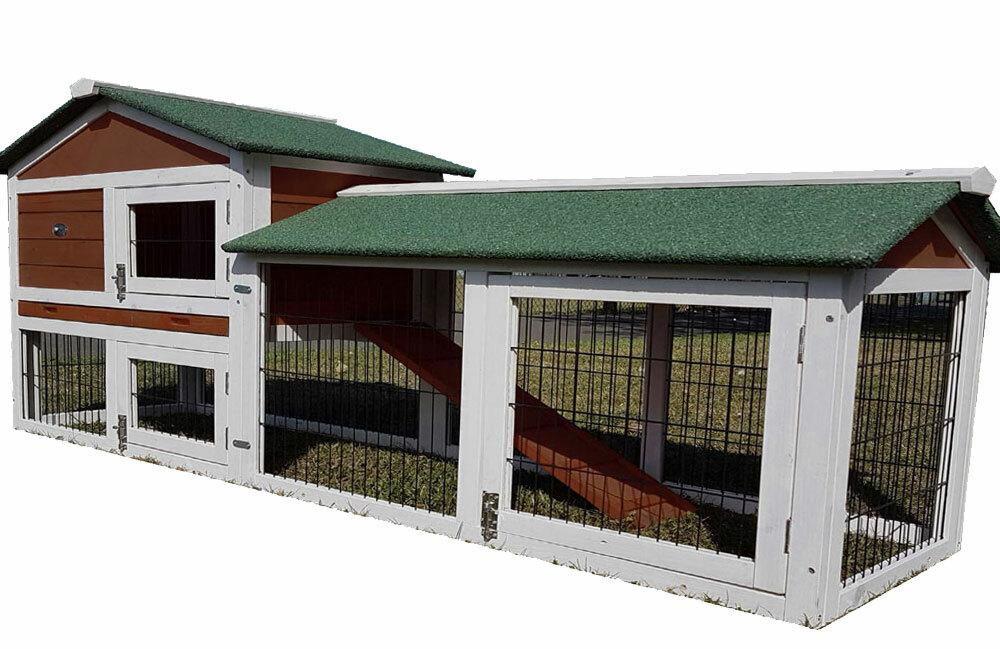 RABBIT HUTCH GUINEA PIG HUTCHES RUN LARGE 2 TIER DOUBLE DECKER CAGE eBay