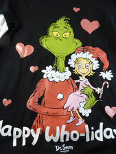 The Grinch Youth Christmas T-Shirt Black 10/12 happy Who-lidays