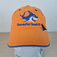 CLEARWATER BEACH FL SHARK YOUTH ADJUSTABLE STRAPBACK BASEBALL HAT/CAP, ORANGE