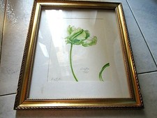 Antico Dipinto con colori ad acqua firmato e con cornice dorata