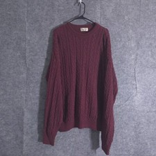 Vintage Tricots St. Raphael Sweater Mens L Purple Cable Knit Rust Made in USA