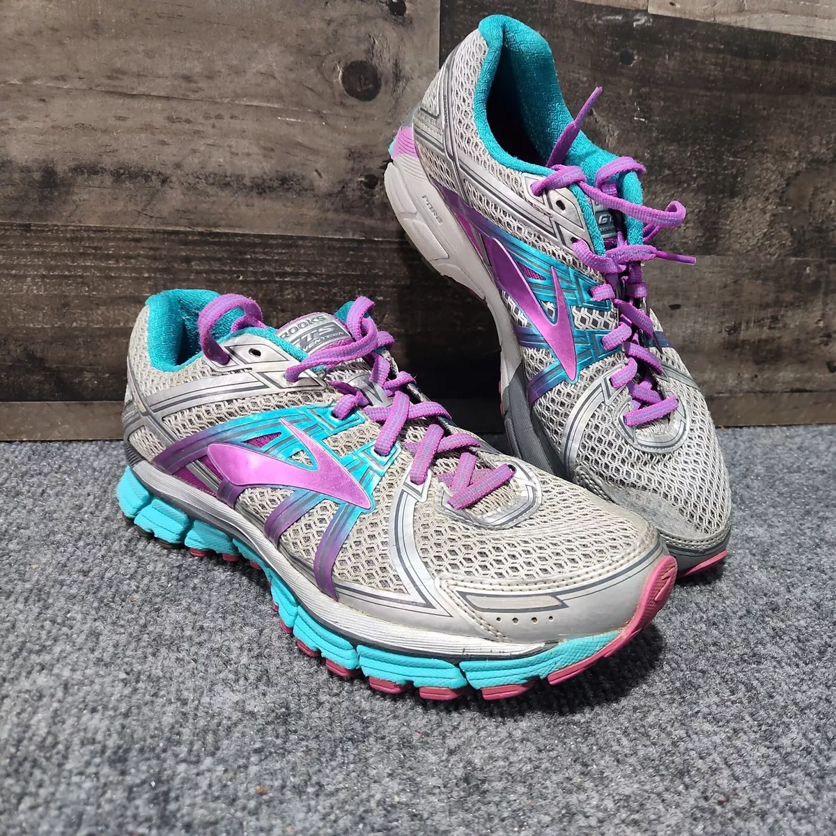 Brooks Women 10 Adrenaline GTS 17 Purple Blue Gray Running Shoes  1202311B055 | eBay