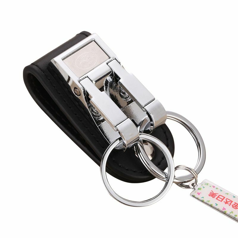 1X Genuine Leather Belt Buckle Clip Loops Keychain Key Ring