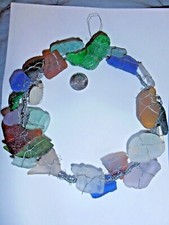 Genuine Sea Glass Surf Tumbled Beach Glass Green blue Bottleneck 25 Piece wreath