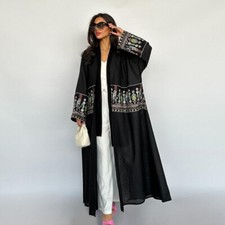 Open Abaya Cardigan Women Muslim Kimono Long Robes Evening Dubai Dresses Dubai