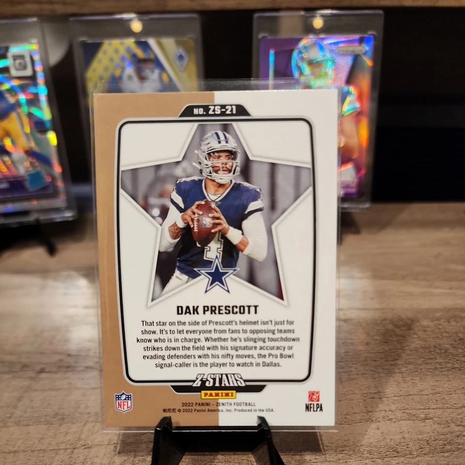 2022 Panini Zenith Dak Prescott Z-Stars Gold Insert ZS-21 Dallas Cowboys - Image 2 of 2