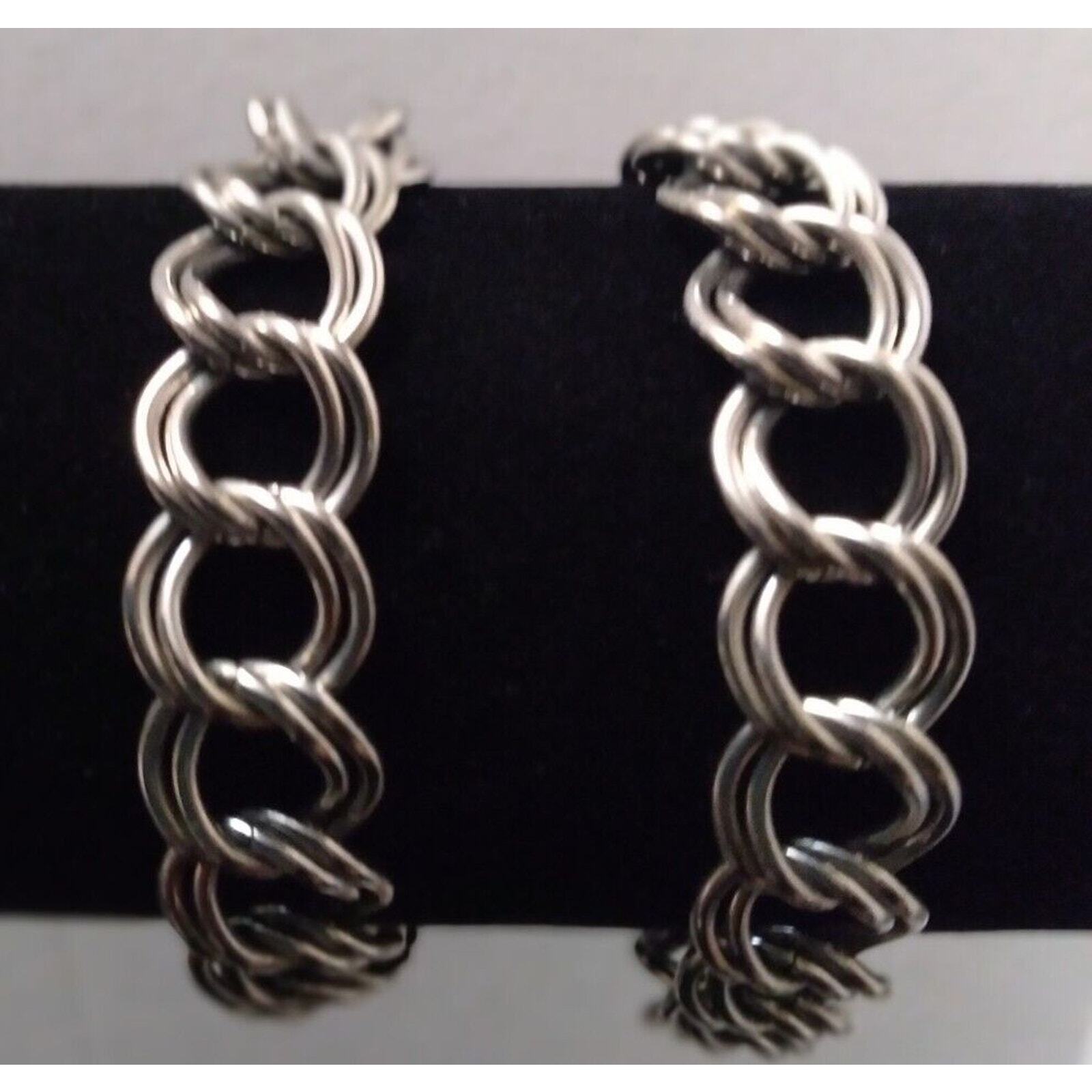 Statement Silvertone Bracelet Floral Designs Larg… - image 5