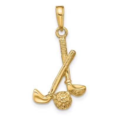 Echter 14kt Gelbgold 3-D Schläger und Kugel Anhänger