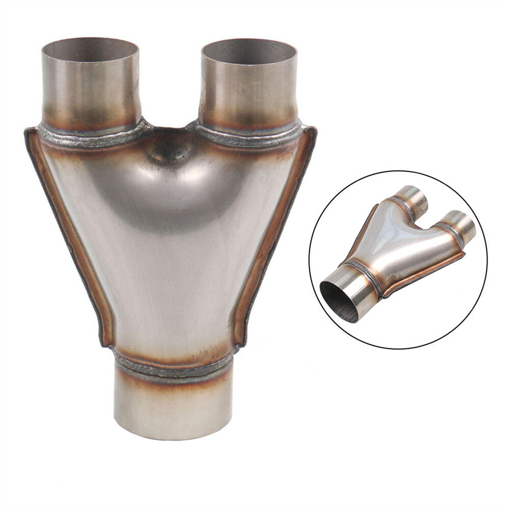 2.5" In & Out Dual Universal Stainless Steel Y Pipe Adapter Exhaust Pipe eBay