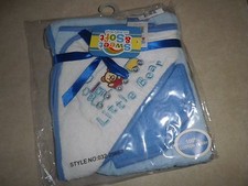 Blue Little Bear Hooded Towel w/ Washcloth Set  Cotton Kid's Bathroom  New
